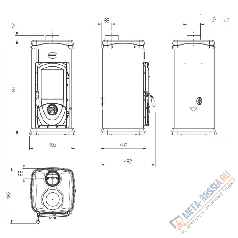 Печь-камин La Nordica Super Junior Nero черный - 5 кВт, ширина 36 см