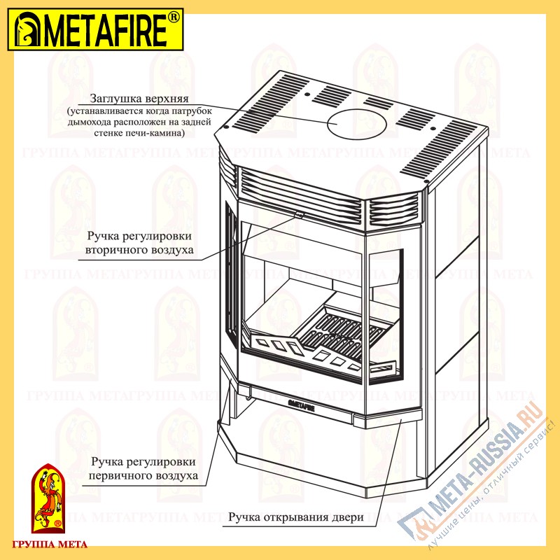 Печь-камин Мета-Бел Ангара 12 Аква АОТВ 12.0