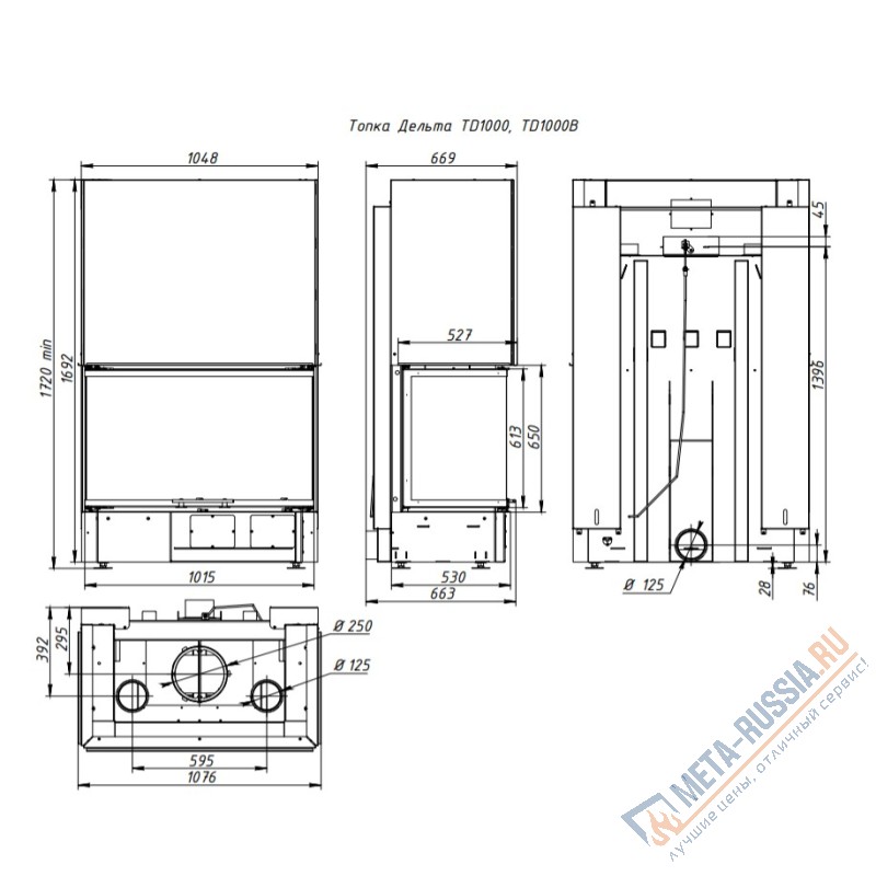 Каминная топка ЭкоКамин Дельта 1000 принтинг TDN1000