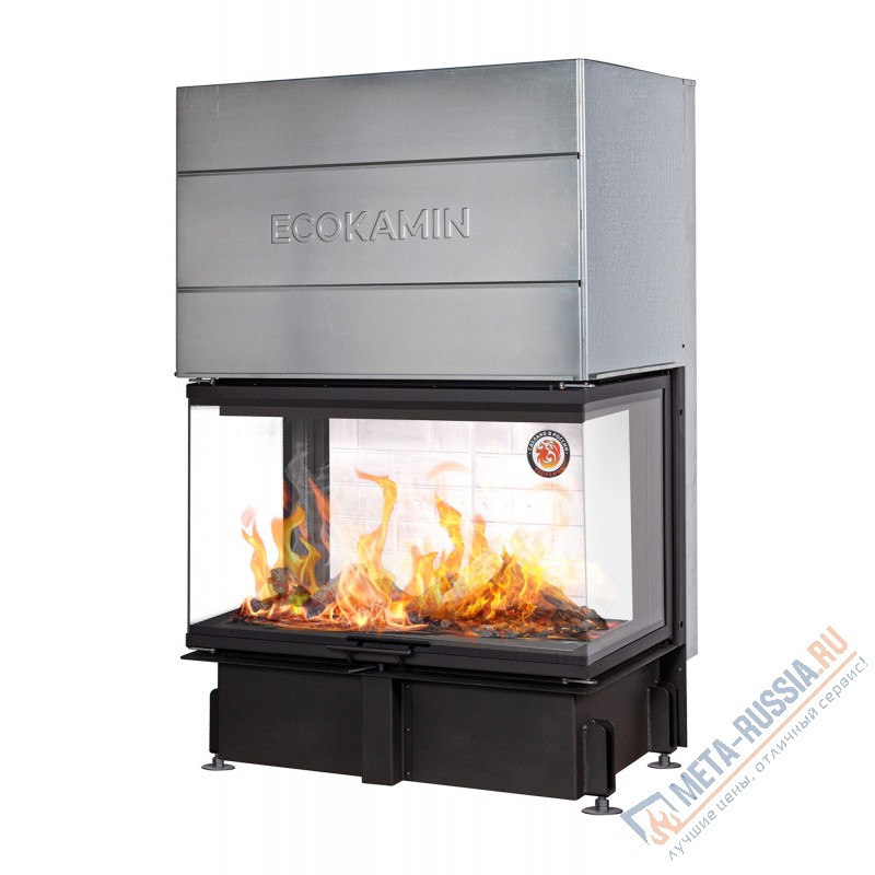 Каминная топка ЭкоКамин Дельта 1000 три стекла принтинг TDN1000