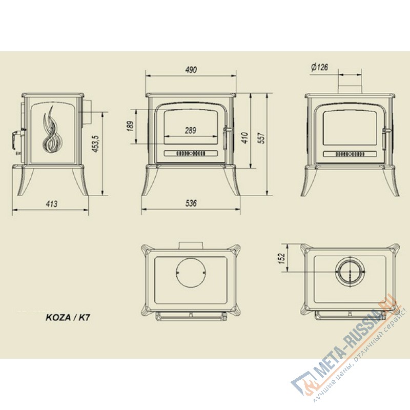 Печь-камин Kratki Koza K7
