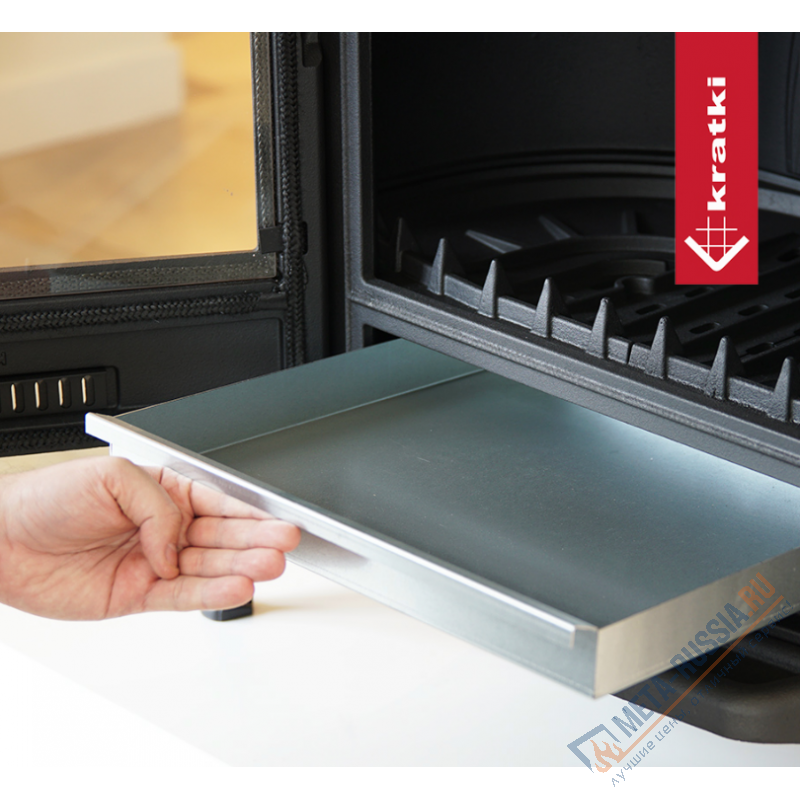 Печь-камин чугунная Kratki Koza K9, до 100 кв.м, 10 кВт, д.150, чистое стекло