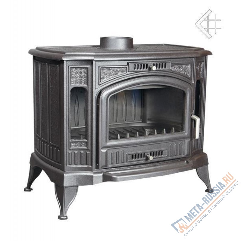 Печь-камин чугунная Kratki Koza K9, до 100 кв.м, 10 кВт, д.150, чистое стекло
