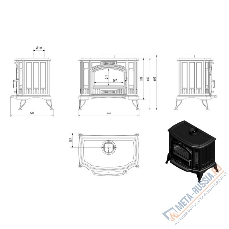 Печь-камин Kratki KOZA/K9/150