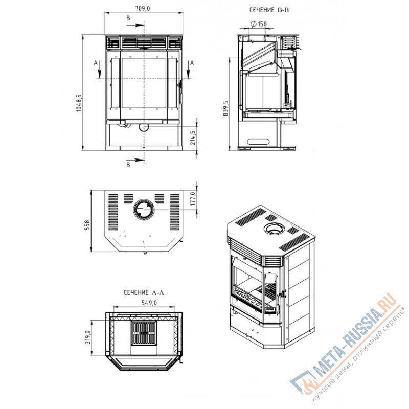 Печь-Камин Мета Ангара 12 АОТ 12.0