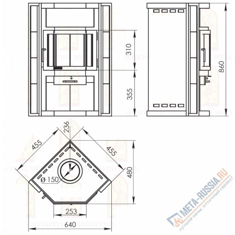 Печь-Камин Мета-Бел Нева АОТ-6,0