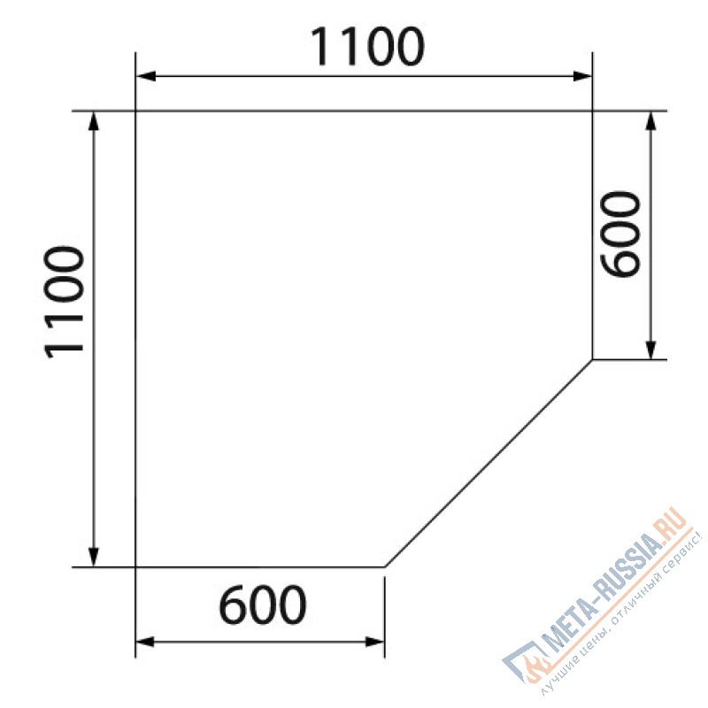 Лист под печь-камин черный 1100х1100 мм угловой