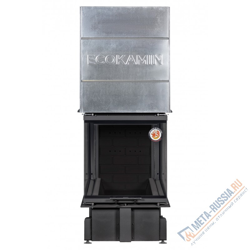 Каминная топка ЭкоКамин ДЕЛЬТА 900 PB три стекла подовое горение принтинг черный шамот