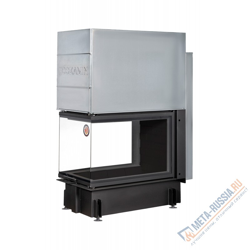 Каминная топка ЭкоКамин ДЕЛЬТА 900 PB три стекла подовое горение принтинг черный шамот