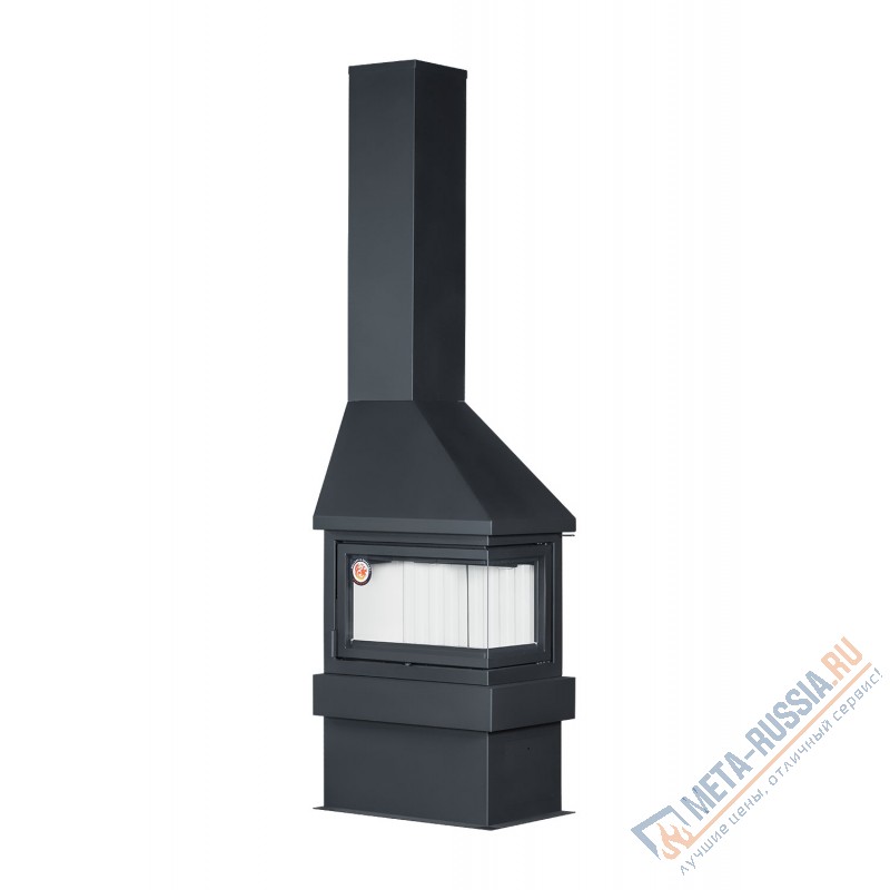 Печь-камин Экокамин ПРАГА УГЛОВОЙ правый черный, шамот белый