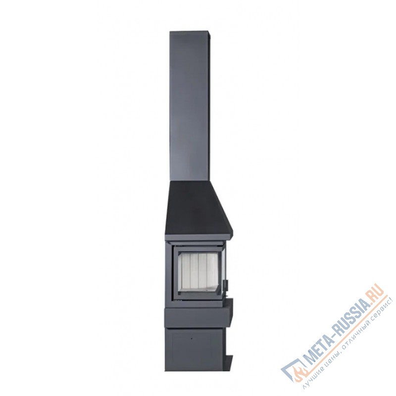 Печь-камин Экокамин ПРАГА УГЛОВОЙ левый черный, шамот белый