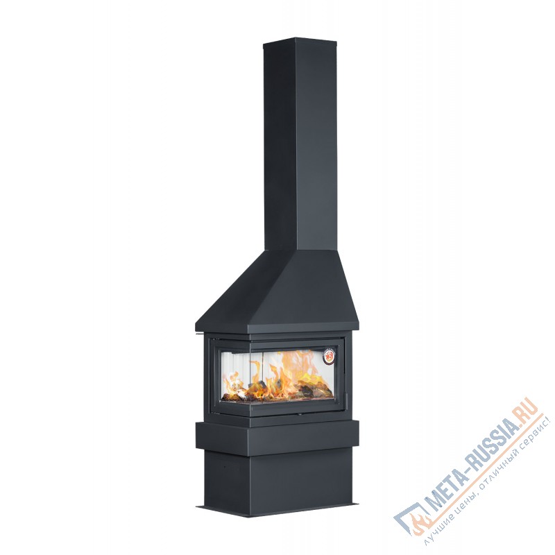 Печь-камин Экокамин ПРАГА УГЛОВОЙ левый черный, шамот белый