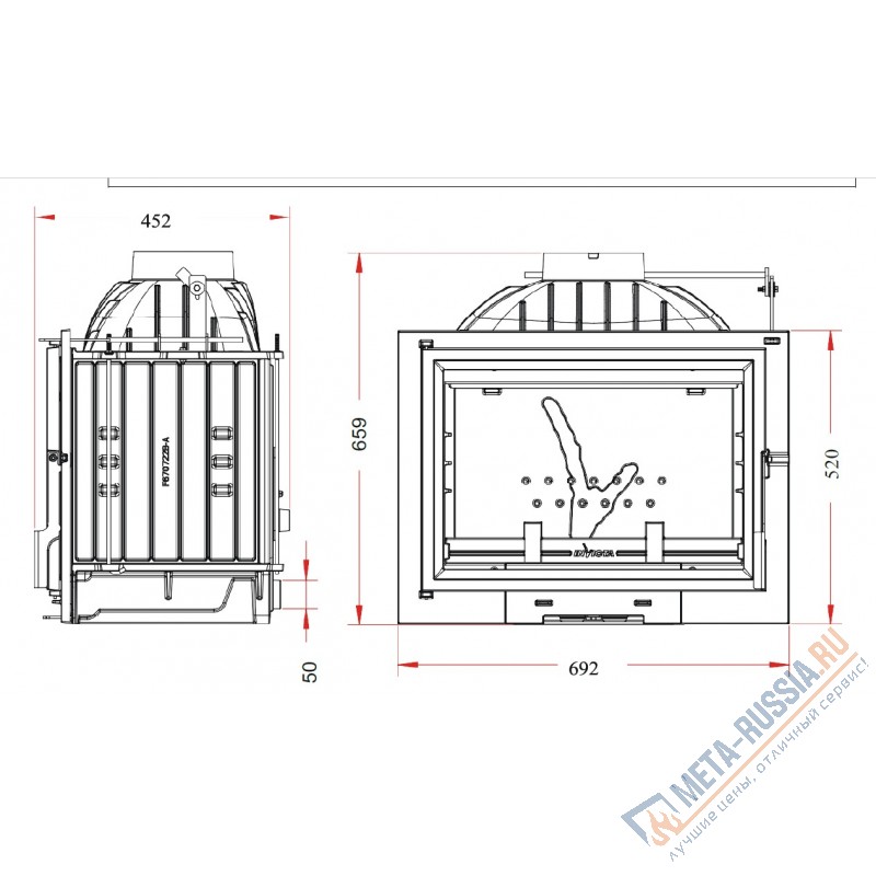 Каминная топка Invicta Filos 700 (Филос 700 с заслонкой)
