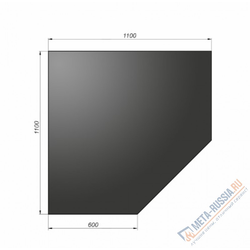 Лист под печь-камин черный угловой 2мм, 1100*1100*2