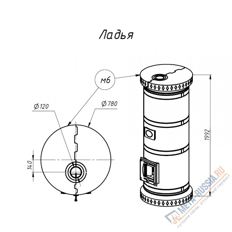Печь круглая отопительная КДМ Ладья