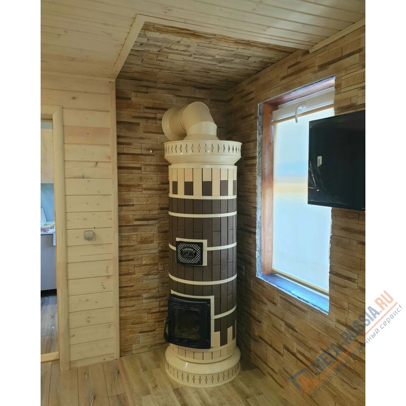 Печь-камин КДМ Ладушка в кирпичной облицовке Керма Лето