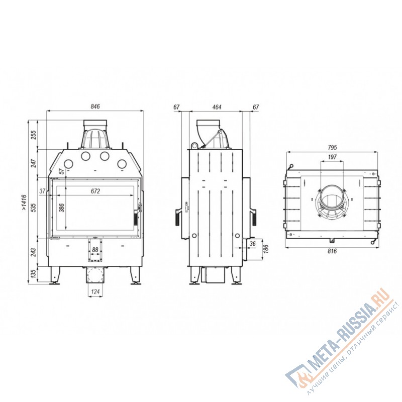 Каминная топка  DEFRO HOME INTRA ME T, 816/535 мм, туннель