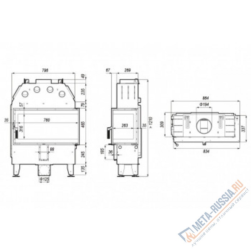 Каминная топка DEFRO HOME INTRA SLIM ME BL, 834/465/337 мм, угловое стекло слева