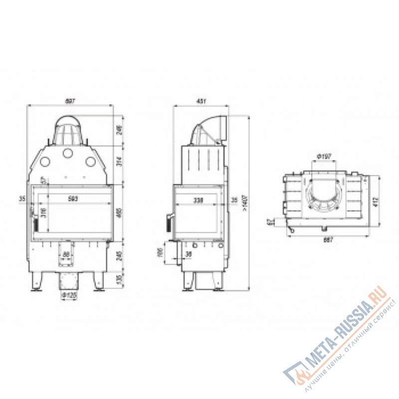 Каминная топка DEFRO HOME INTRA SM BL MINI 667/465/412 мм угловое стекло слева