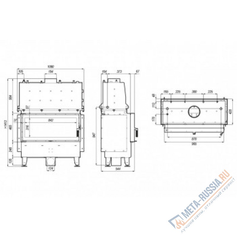 Каминная топка DEFRO HOME RIVA LA SHORT, 965/465 мм, с водяным контуром