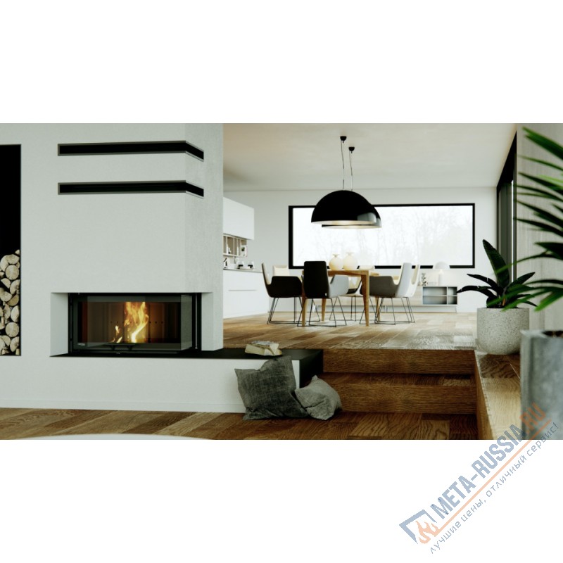 Каминная топка  DEFRO HOME RIVA ME BL G SHORT, 923/478/500 мм, угловое стекло слева, с водяным контуром, гильотина