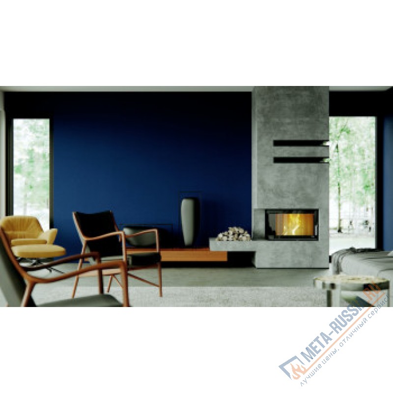 Каминная топка DEFRO HOME RIVA SM BL SHORT, 737/465/482 мм, угловое стекло слева, с водяным контуром
