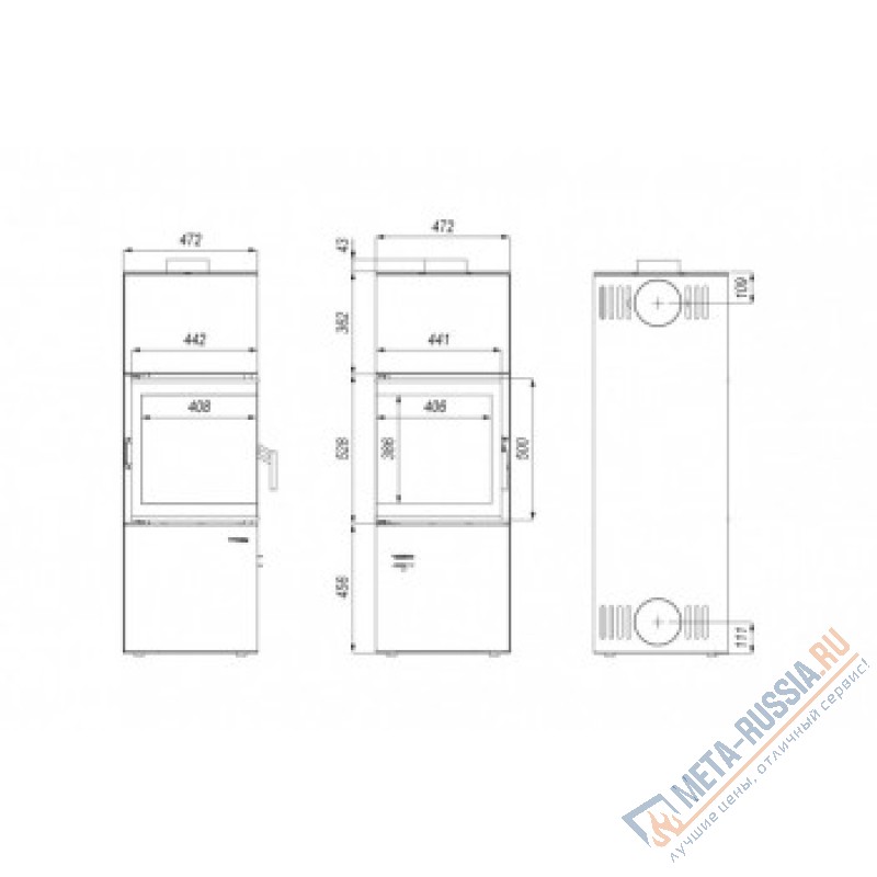 Печь-камин DEFRO HOME QUADROOM, белая сталь