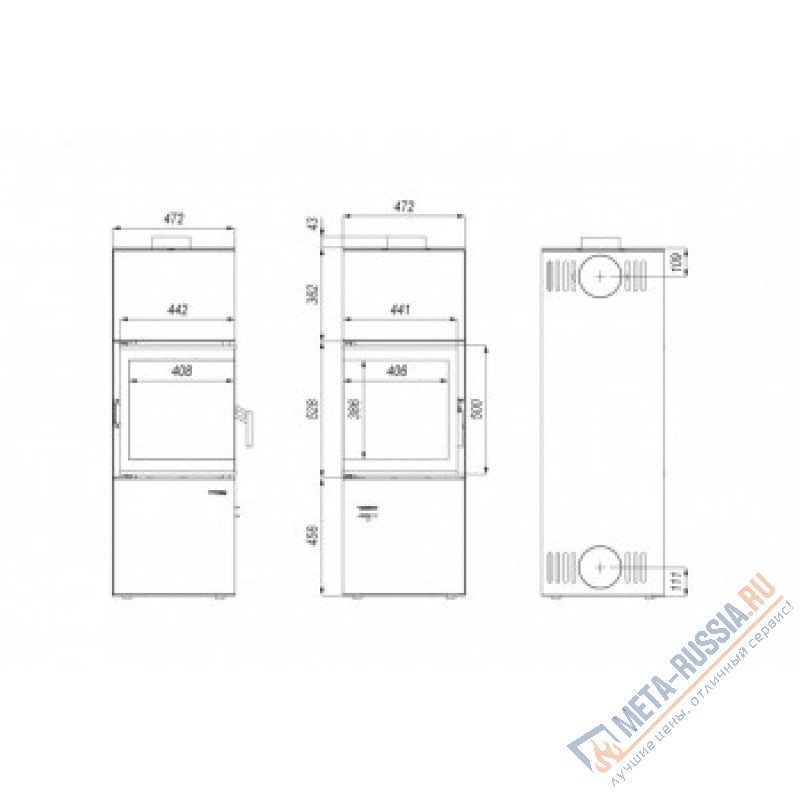 Печь-камин DEFRO HOME QUADROOM, серая сталь
