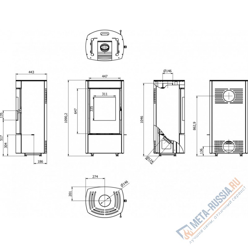 Печь-камин DEFRO HOME CERES, черная сталь