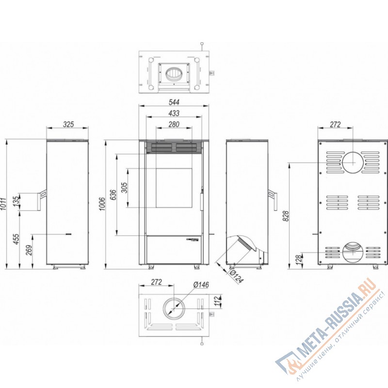 Печь-камин DEFRO HOME VIVA, золотая сталь