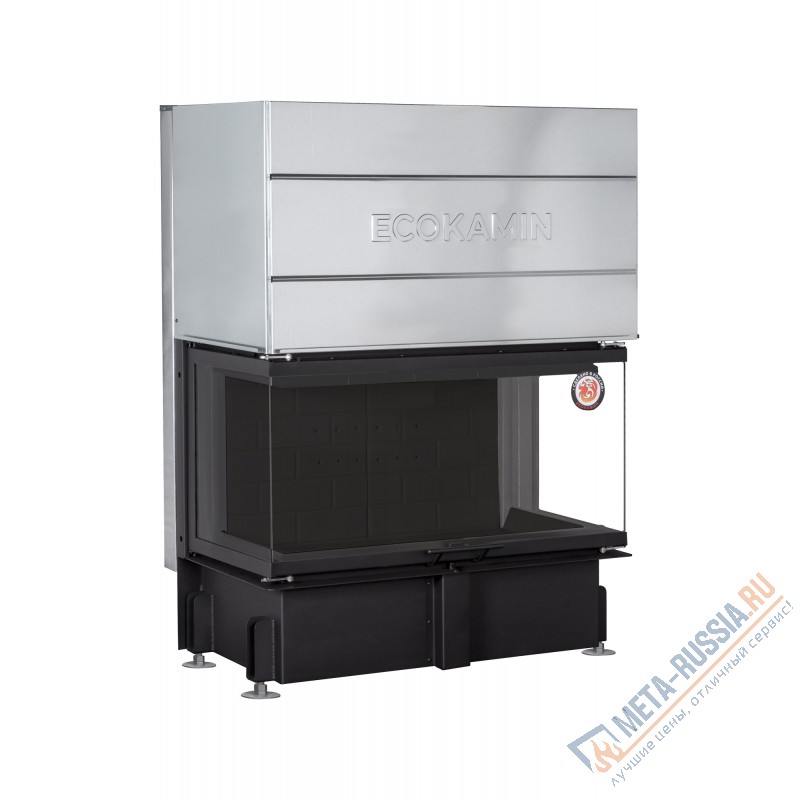 Каминная топка ЭкоКамин Дельта 1000КВ три стекла черный шамот TDN1000KB