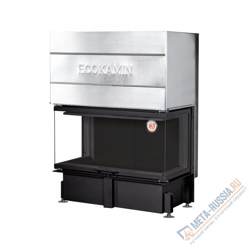 Каминная топка ЭкоКамин Дельта 1000КВ три стекла черный шамот TDN1000KB