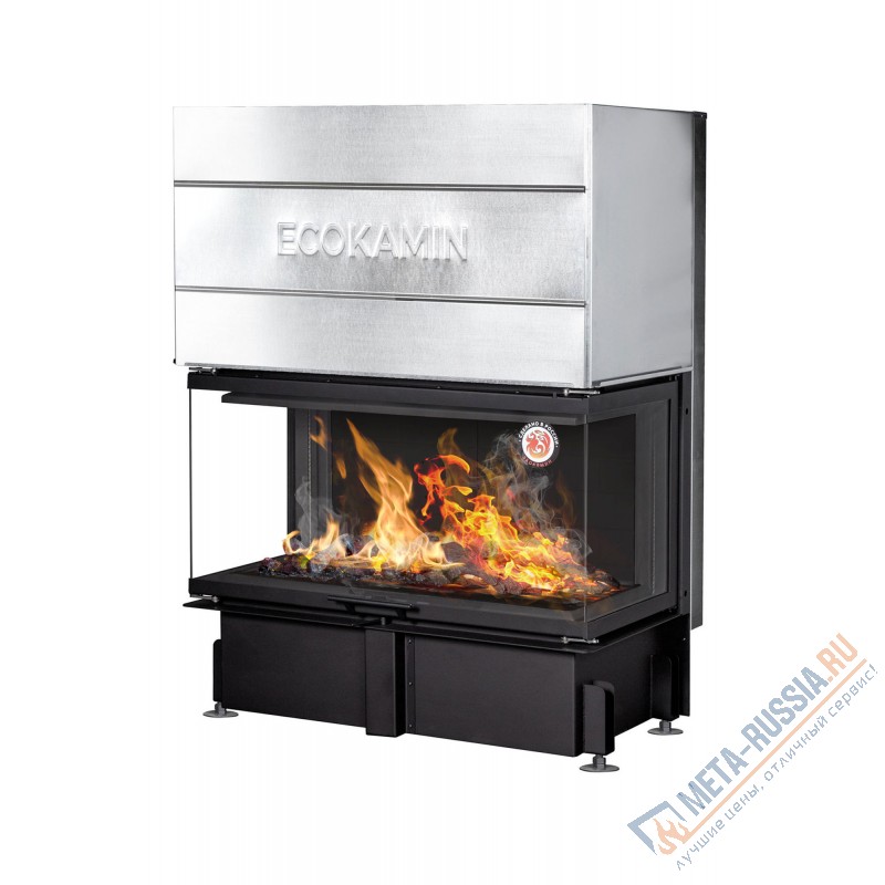 Каминная топка ЭкоКамин Дельта 1000КВ три стекла черный шамот TDN1000KB
