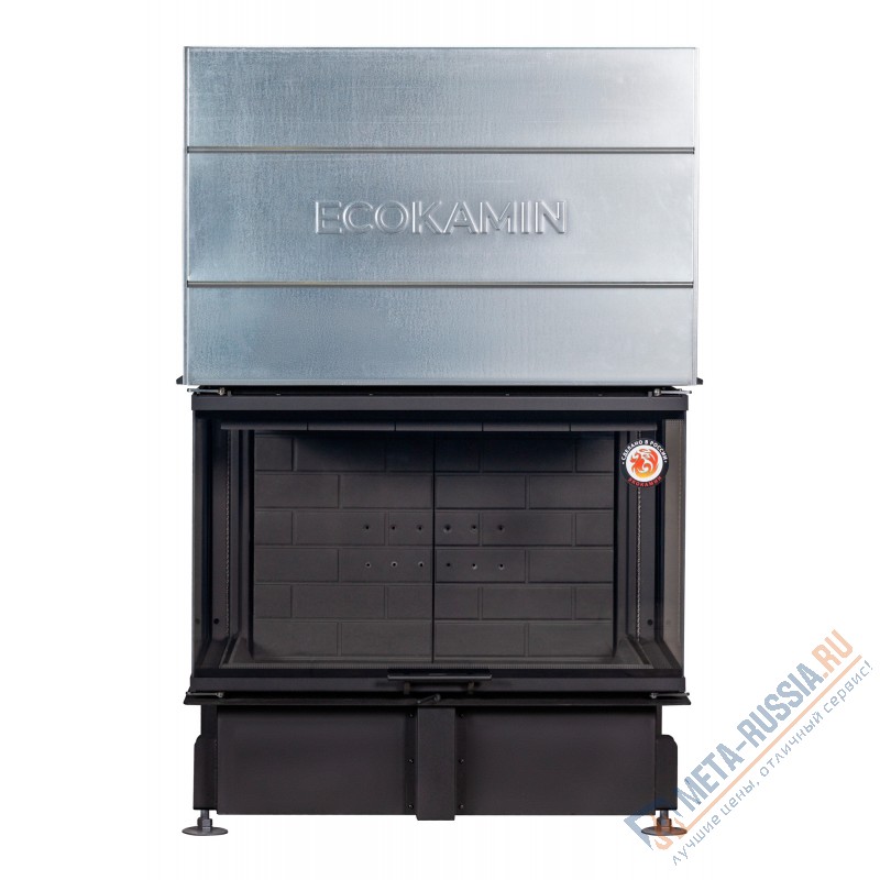 Каминная топка ЭкоКамин Дельта 1000В три стекла принтинг черный шамот TDN1000B