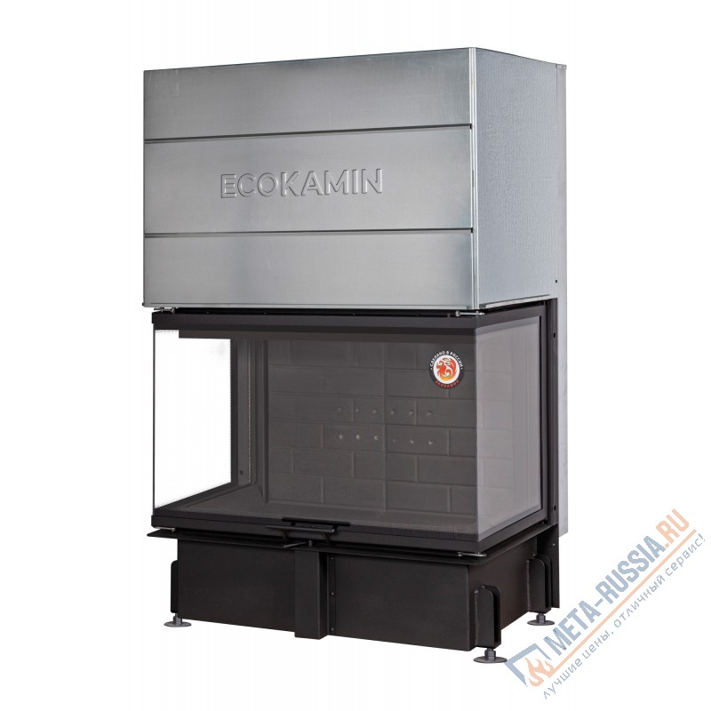 Каминная топка ЭкоКамин Дельта 1000В три стекла принтинг черный шамот TDN1000B