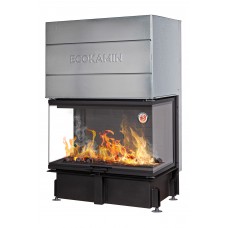 Каминная топка ЭкоКамин Дельта 1000В три стекла принтинг черный шамот TDN1000B