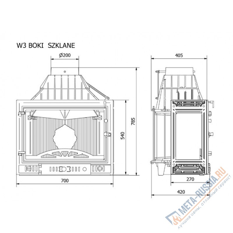 Каминная топка Kaw-Met W3LB
