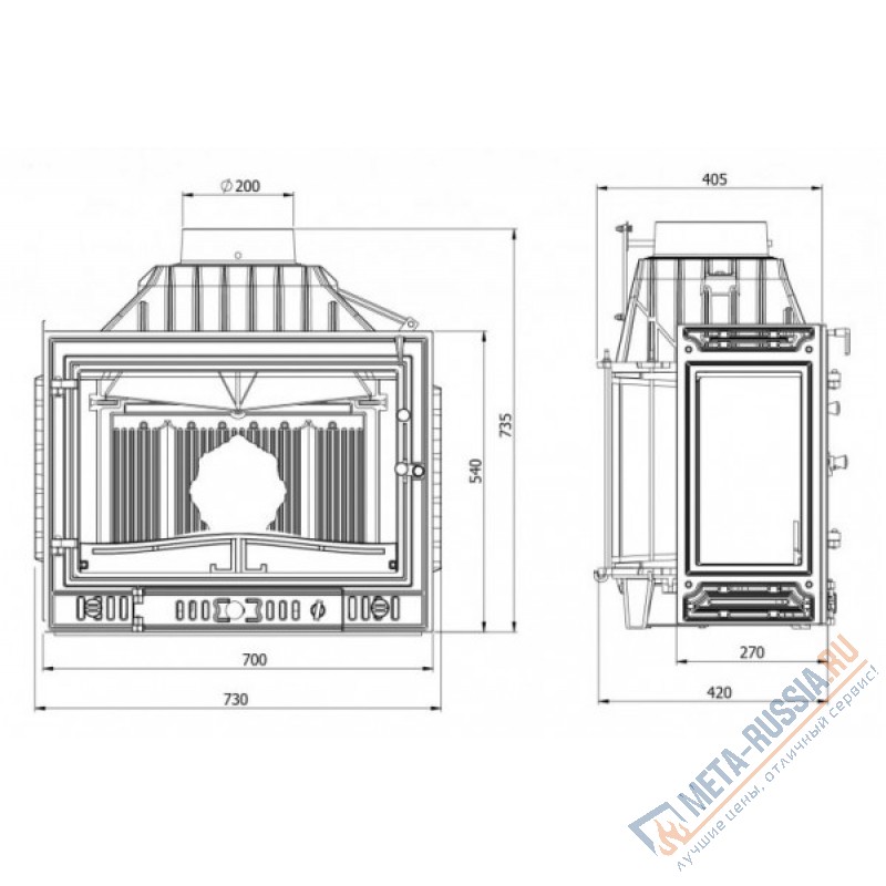 Каминная топка Kaw-Met W4LP (3 стекла)