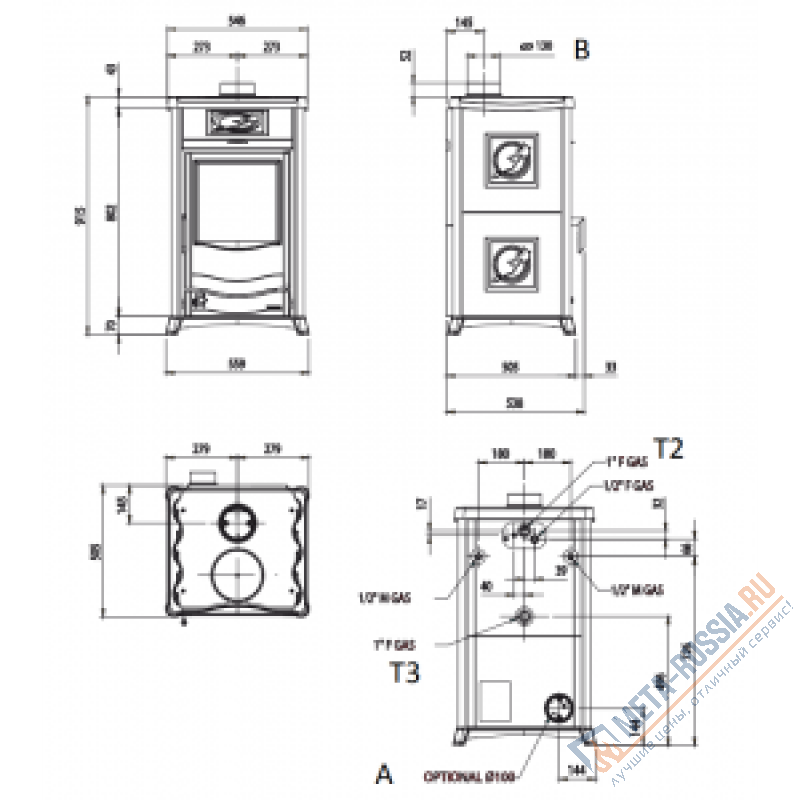 Печь-камин La Nordica TermoRossella Plus D.S.A Pietra Naturale (в камне)