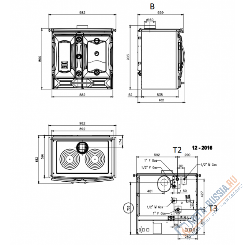 Печь-камин La Nordica TermoSuprema Compact D.S.A. Nero (черный)