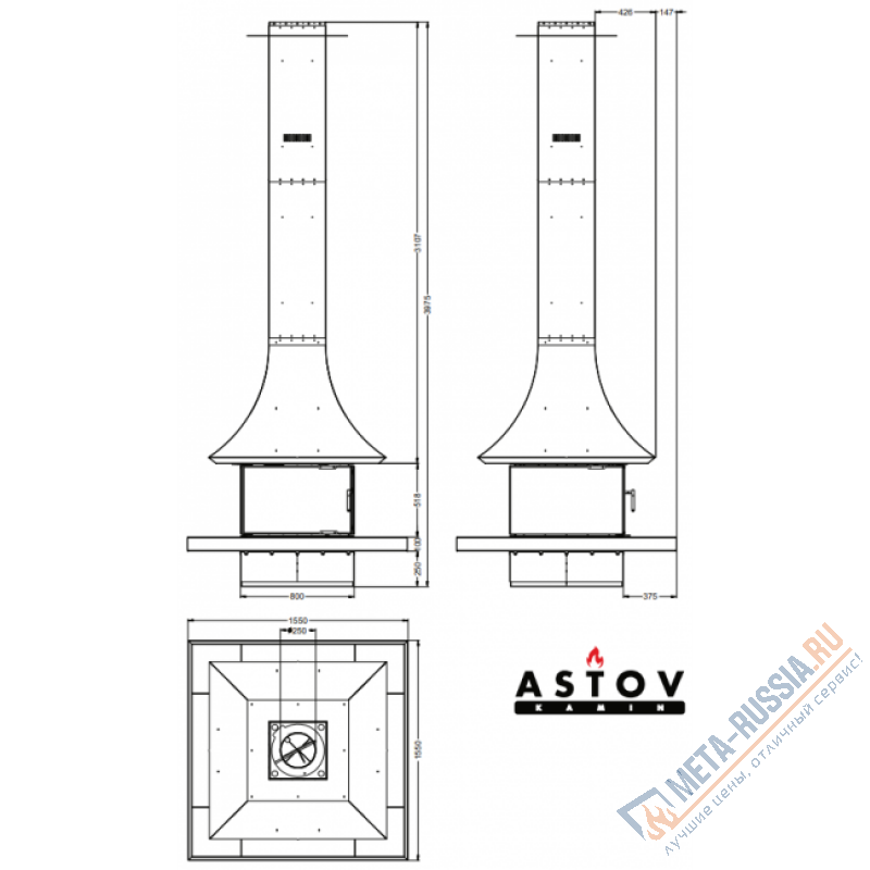 Камин ASTOV Арт П4С 800