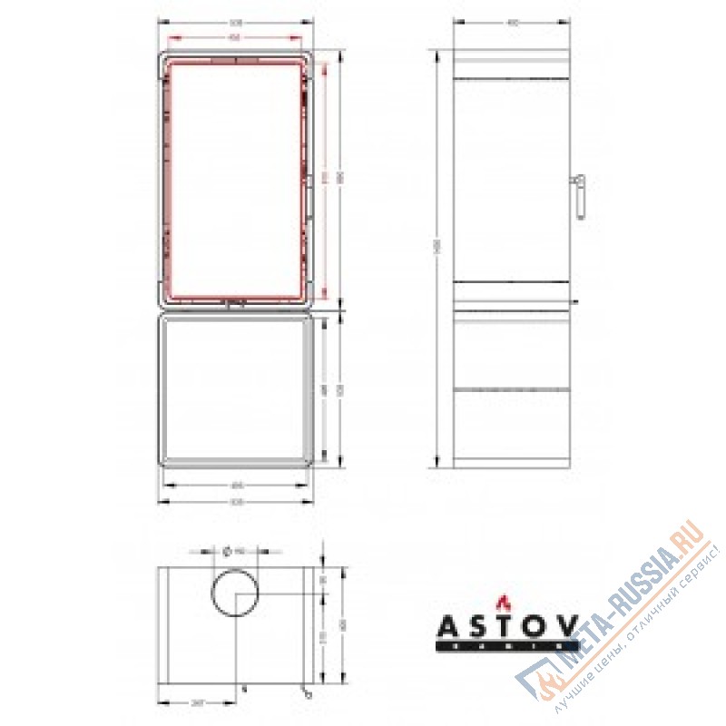 Печь-камин ASTOV Куб ПК 4581 камень + дровник