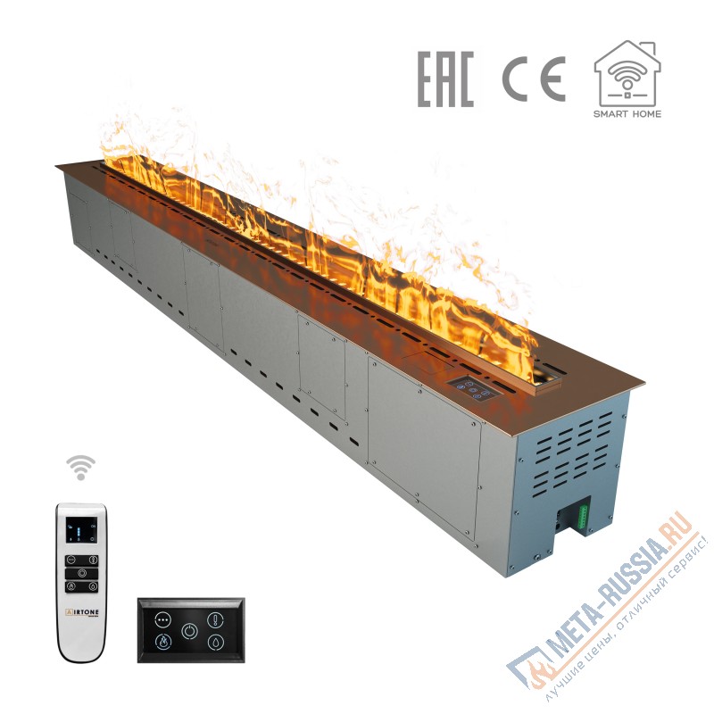 Автоматический паровой электрокамин Airtone Vepo 1800 Розовое золото-зеркало