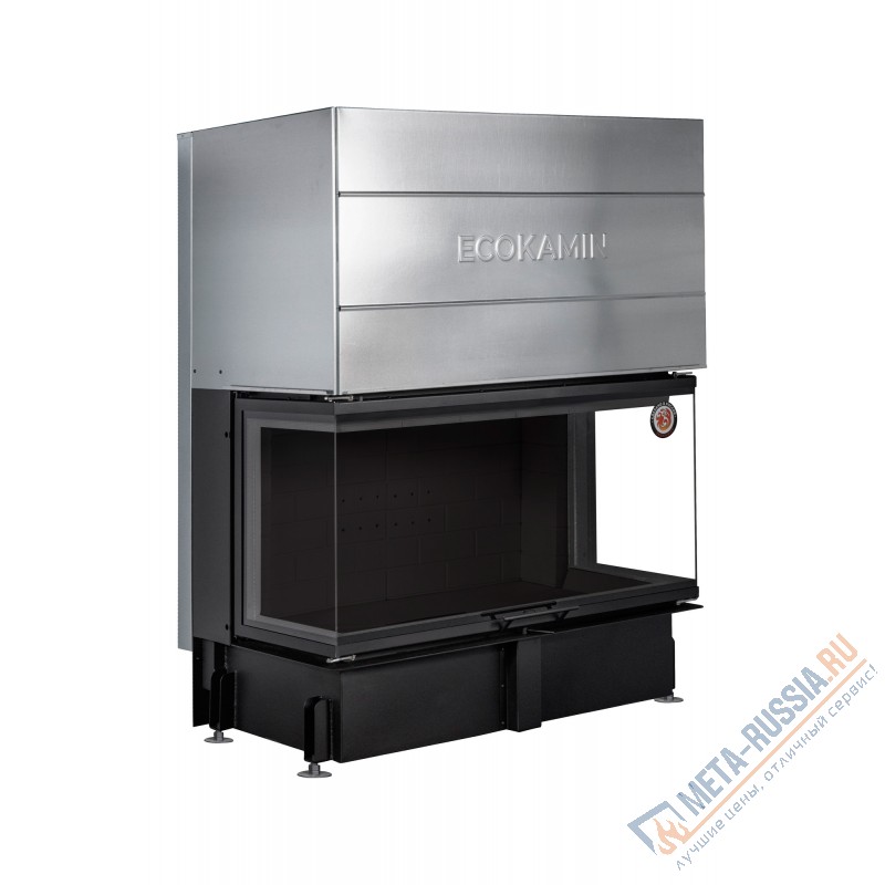 Каминная топка ЭкоКамин ДЕЛЬТА 1200B три стекла принтинг черный шамот TDN1200B
