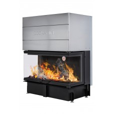 Каминная топка ЭкоКамин ДЕЛЬТА 1200B три стекла принтинг черный шамот TDN1200B