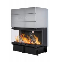 Каминная топка ЭкоКамин ДЕЛЬТА 1200B три стекла принтинг черный шамот TDN1200B