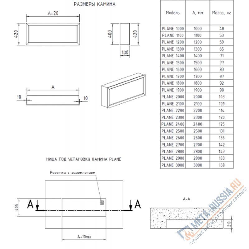 Электрический камин Airtone Plane 2000