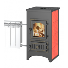 Печь-камин Везувий ПК-01 (270) с плитой и т/о красная d=115