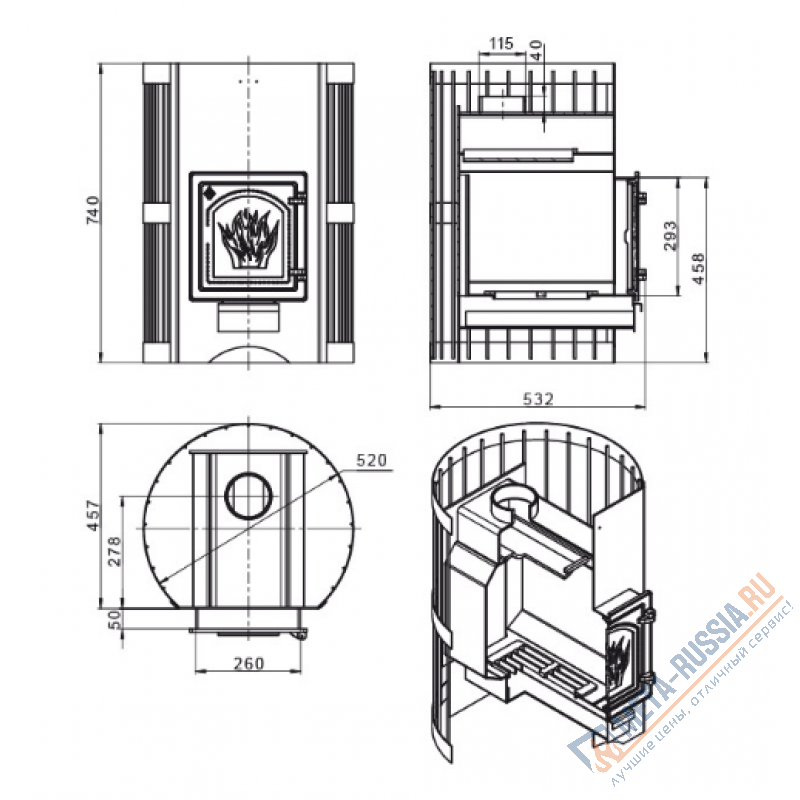 Банная печь Везувий Скиф Стандарт 22 (ДТ-4) Б/В