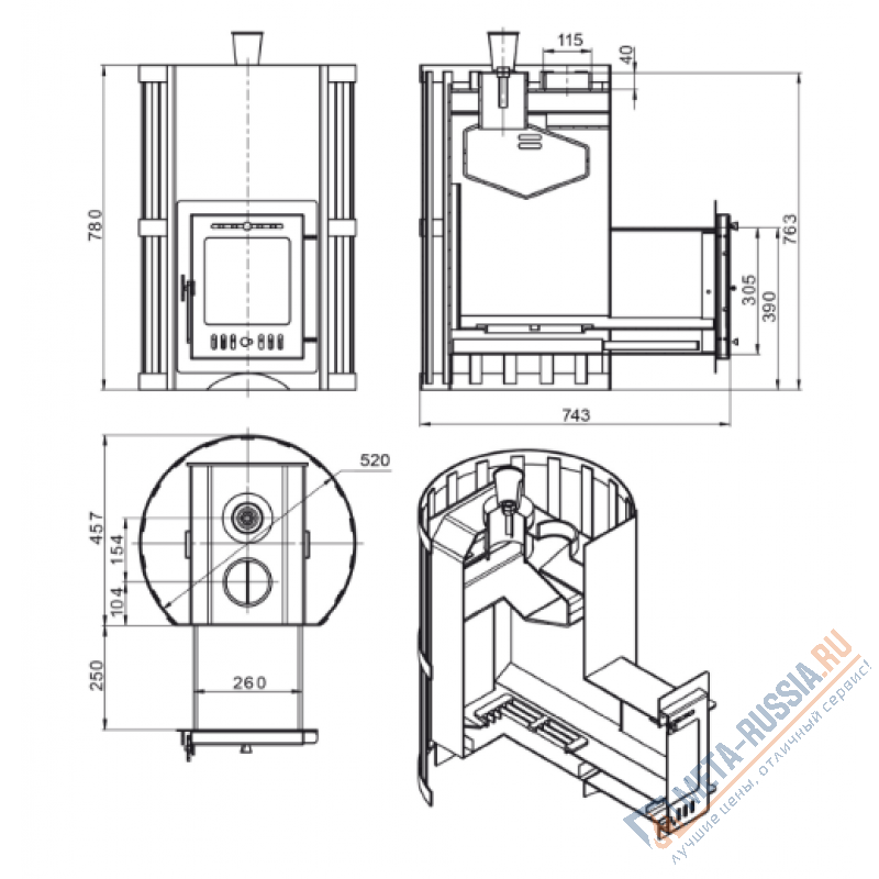 Банная печь Везувий Скиф П/Г Ковка (210) "М"